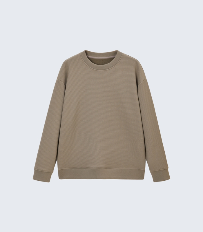 Beige Textured Minimal Sweatshirt