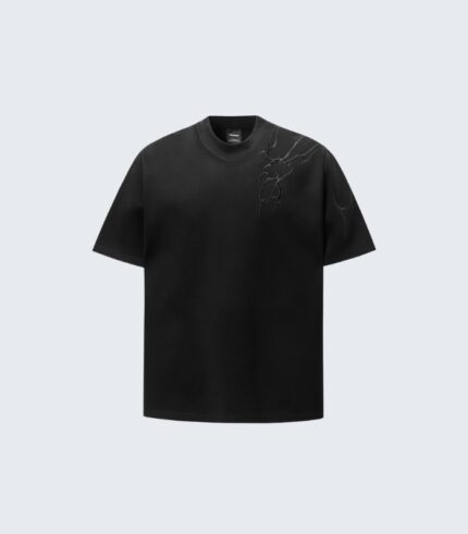 Black Cracked Pattern T-Shirt - Minimal Streetwear Style