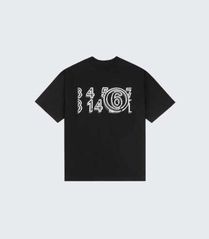 Black Graphic Numbers Print T-Shirt - Casual Streetwear