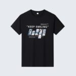 Black Graphic Print T-Shirt with Keep Smiling Quote Design