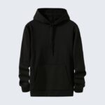 Black Plain Hoodie for Men - Casual Warm Pullover Sweatshirt