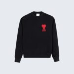 Black Sweatshirt with Red Heart Embroidered Logo