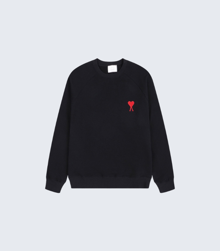 Black Sweatshirt with Red Heart Patch