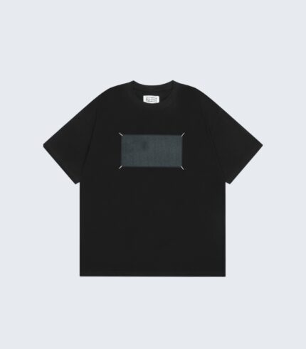 Black T-Shirt with Minimal Rectangular Patch Design