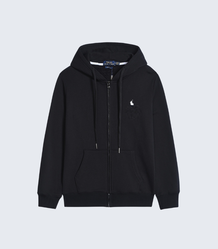 Black Zip Up Hoodie for Men - Casual Warm Front Pocket Jacket
