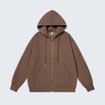 Brown Zip Up Hoodie for Women - Casual Full Sleeve Jacket