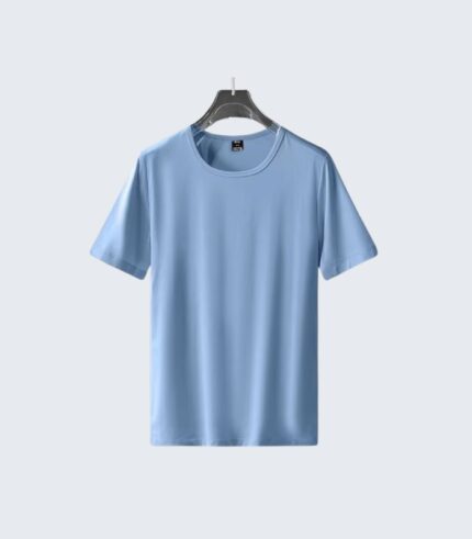 Light Blue Crewneck T-Shirt - Soft Cotton Summer Casual