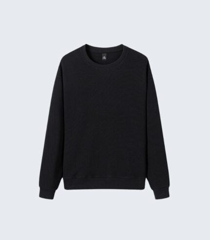 Men's Black Crewneck Sweatshirt - Casual Winter Wear