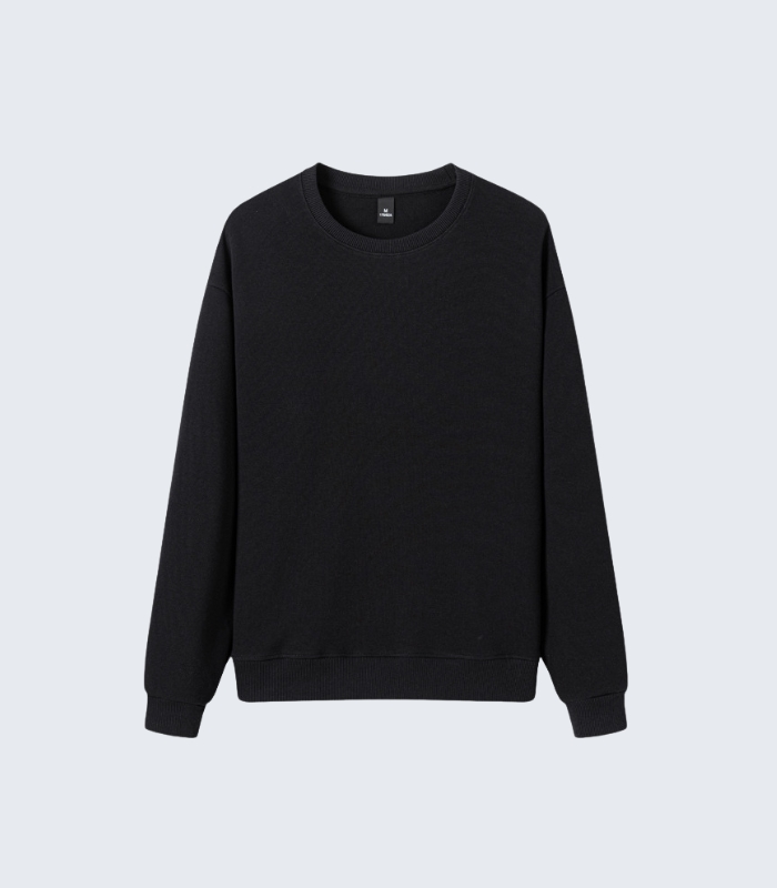 Men's Black Crewneck Sweatshirt - Casual Winter Wear