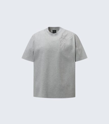 Men's Grey Embroidered T-Shirt - Stylish Casual Summer Wear