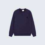 Navy Blue Sweatshirt with Black Heart Patch