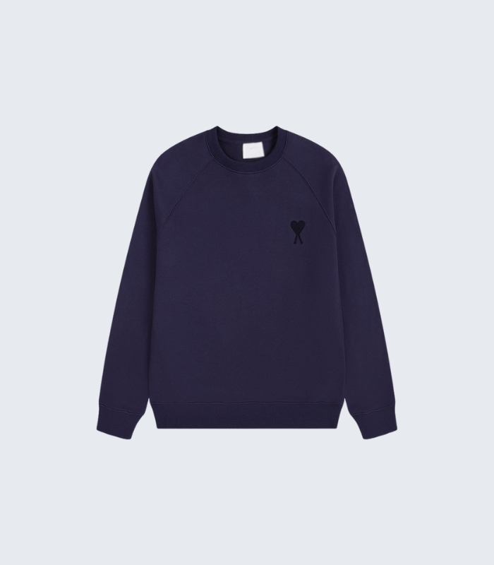 Navy Blue Sweatshirt with Black Heart Patch