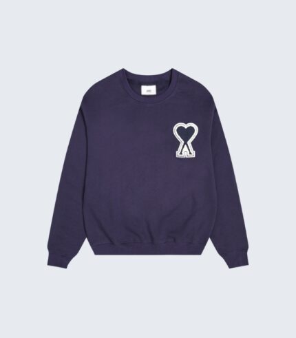 Navy Blue Sweatshirt with Heart Patch Embroidery