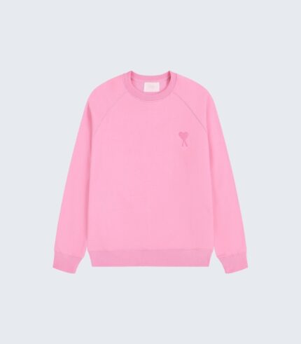 Pink Heart Embroidered Crewneck Sweatshirt - Casual Streetwear