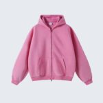 Pink Zip Up Hoodie for Women - Casual Warm Front Pocket Jacket