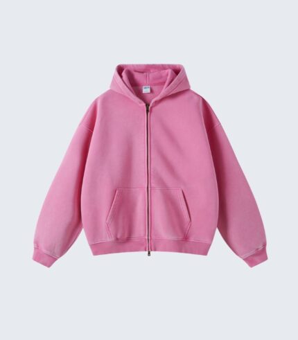 Pink Zip Up Hoodie for Women - Casual Warm Front Pocket Jacket