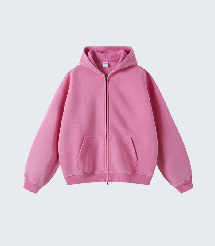 Pink Zip Up Hoodie for Women - Casual Warm Front Pocket Jacket