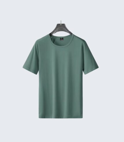Plain Green Crew Neck T-Shirt for Men Casual Wear