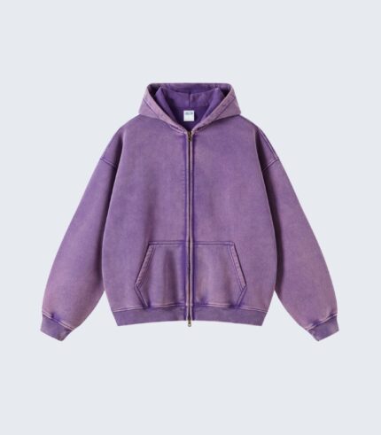 Purple Zip Up Hoodie for Women - Casual Warm Front Pocket Jacket