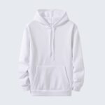 White Plain Hoodie for Men - Casual Warm Pullover Sweatshirt