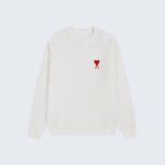 White Sweatshirt with Red Heart Logo