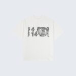 White T-Shirt with Black Numbers Graphic Print for Men