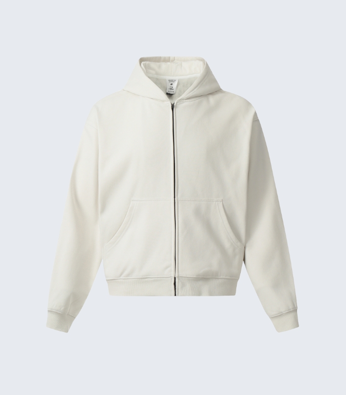 White Zip Up Hoodie for Men - Casual Warm Front Pocket Jacket