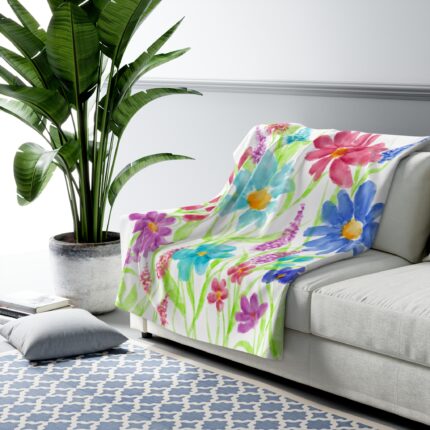 Water Colour Floral Fleece Blanket