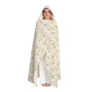 Leaves With Floral Print Hooded Blanket