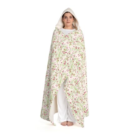 Leaves With Floral Print Hooded Blanket